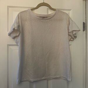 LOFT Women's Soft White Short Sleeve Top Size M